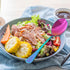 4 Pieces Colorful Serving Spoons Set, 2 Large Serving Spoons and 2 Slotted Spoons, Rainbow Stainless Steel Utensils