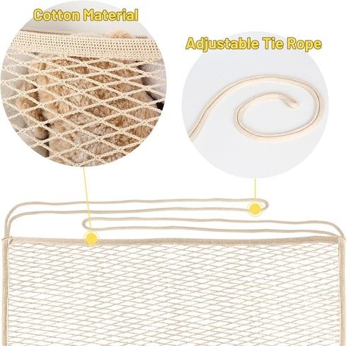 Stuffed Animal Storage Net for Kids, 2 Pack Bedside Toy Organizer Net, Stretches up to 32 Inches, Beige