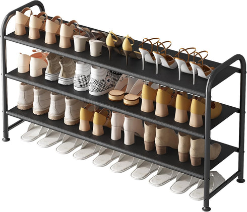 INGIORDAR Shoe Rack 3 Tier Long Storage Organizer Wide Metal Shoe Shelf