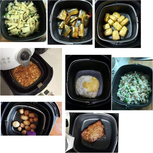 Air Fryer Cake Pan,Pizza Pan and Baking Cake Barrel,Nonstick Coating Backing Fit for HD9925 HD9860 HD9905 01,Dishwasher Safe, Black(22cm)