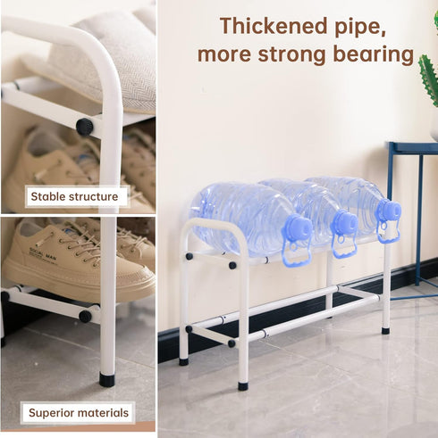 Adjustable 2-Tier Expandable Shoe Rack, Heavy Duty Metal Free Standing Storage Organizer for Entryway Closet