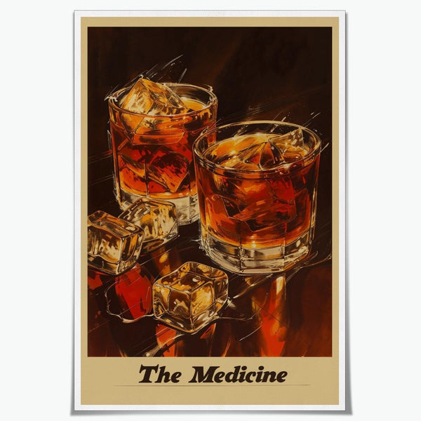 Generic Retro Bar cart Wall Art Nostalgic Bourbon Mixology Decor Vintage Poster Whiskey