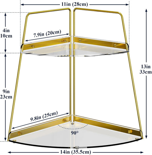NiHome 2-Tier Acrylic Countertop Corner Organizer for Bathroom,Kitchen,Bedroom,Corner Skincare Organizers Makeup Organizer for Vanity Storage - Sturdy Metal Frame & Anti-Slip Pads, Home & Office Use by NiHome