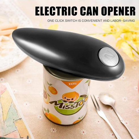 Electric Can Opener, Open Your Cans with A Simple Press of Button - Automatic, Hands Free, Smooth Edge,Can Opener Electric for Home Kitchens and Seniors,Battery Operated (Black) by rozuka