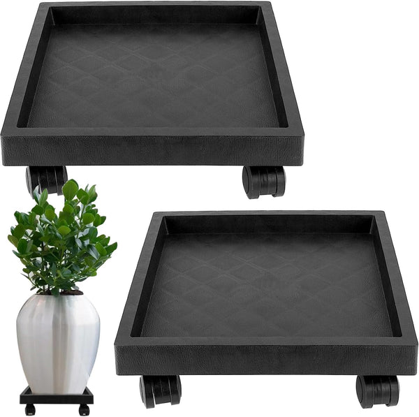 JOIKIT 2 Pack 11.8 Inch Square Plant Caddy with Wheels, Heavy Duty