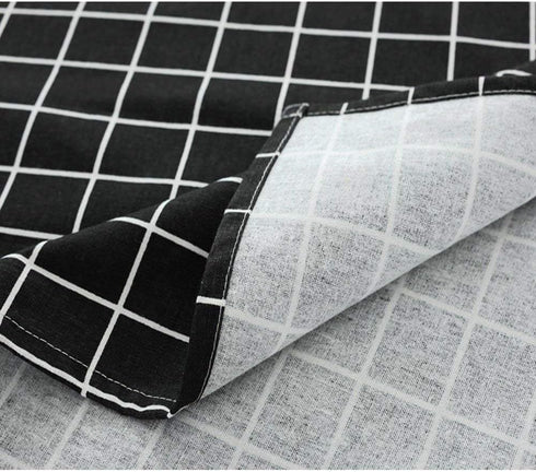 Bringsine Classic Rectangular Cotton Linen Table Cloth, Black Check Vintage Dinner Picnic Deco (36 X 36 Inch)