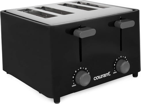 Courant Classic 4 Slice Toaster with Drop Down Crumb Tray for Easy Cleaning - Black