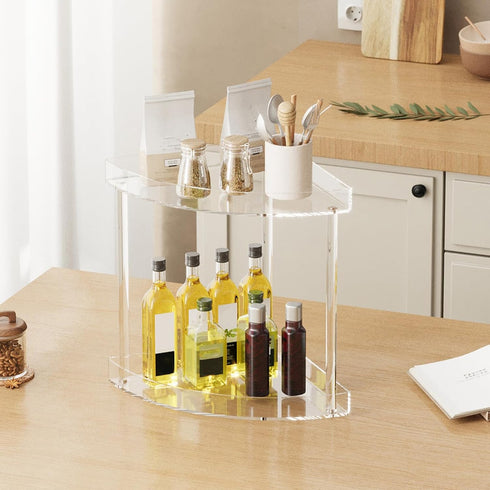 Counter Countertop 2 Bathroom Organizer Tier Storage Acrylic Corner Makeup Organizer for Makeup, Perfume, Vanity, Spice