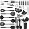 Kitchen Utensils Set, 32 pcs Non-Stick Silicone Cooking Utensils with Holder and Stainless Steel Handle