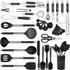 Kitchen Utensils Set, 32 pcs Non-Stick Silicone Cooking Utensils with Holder and Stainless Steel Handle