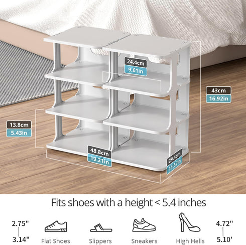 ZOINLIY Closet, Stackable Shoe Organizer for Small Shoe Rack for Entryway, Bedroom, Dorm Rooms, Free Standing Shoe