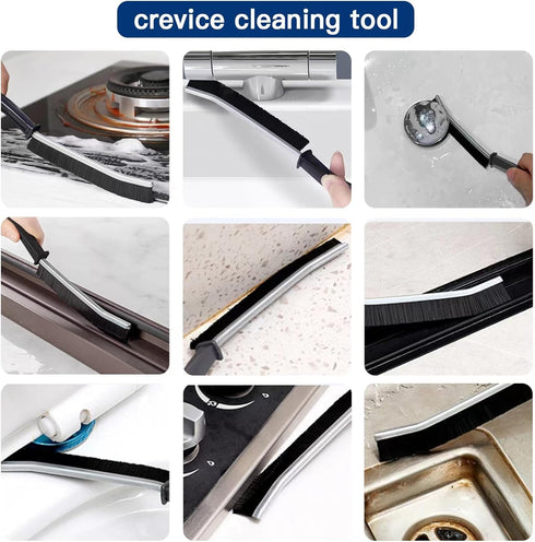 Hard Bristle Crevice Cleaning Brush - Effective Tool for Cleaning Small Gaps in Kitchen, Toilet, and Windows (9), Black