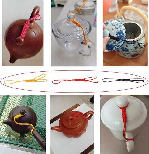 6 Pack Teapot Rope Hand-Woven Glass Kettle Ropes, Ceramic Teapots Lid Anti-drop Cord, Porcelain Cup Tea Set Accessories