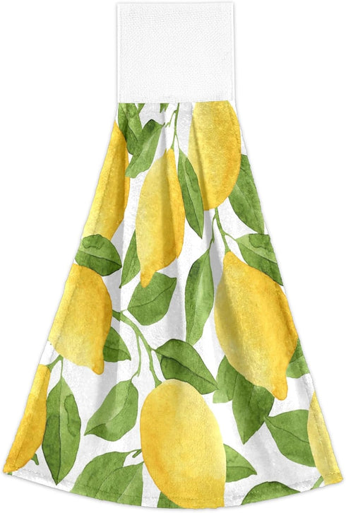 Boccsty Lemon Hanging Kitchen Towels, 2 Pieces Summer Lime Tree Branch Dish Cloth Tie Towels for Bathroom & Home