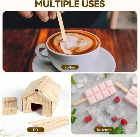 150 Count 5.5 inches Bamboo Coffee Stirrer - Disposable Long Wooden Stir Sticks for Coffee and Cocktails - Smooth