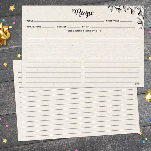 Spacious Recipe Cards 4x6” - 50 Count, Double-Sided Thick Card Stock for Recipe Box and Binder