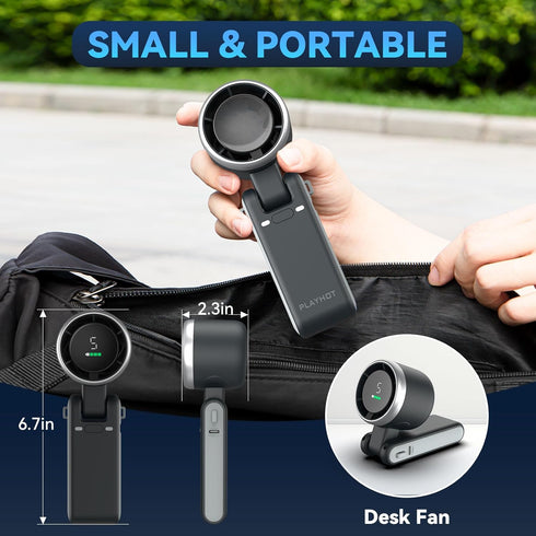 Portable Handheld Turbo Fan, PlayHot 5 Gear Wind Hand Fan, 4000mAh Battery Personal Fans, 20 Hours Pocket Fan for