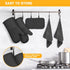 IXO 6Pcs Oven Mitts and Pot Holders, 500? Heat Resistant with Soft Cotton Lining and Non-Slip Silicone Surface