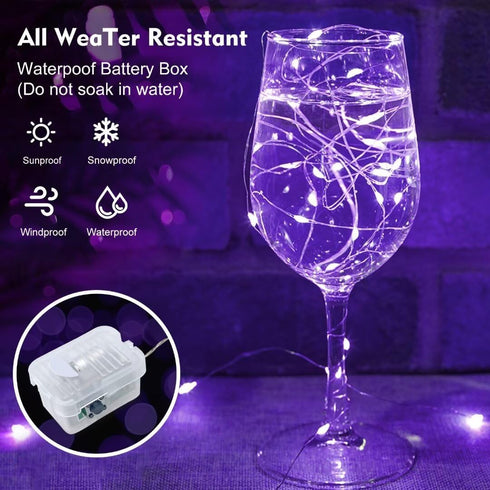 pozzolanas 24 Pack 3 7FT 20 (24, Purple Fairy Lights Battery Operated Modes LED Waterproof String Lights Twinkle Silver