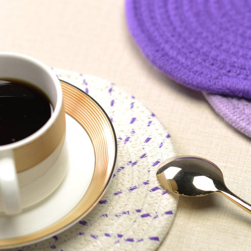 Pot Holders Set, 100% Pure Cotton Thread Weave Hot Pot Holders, Stylish Coasters, Set of 3, Diameter 7 Inches