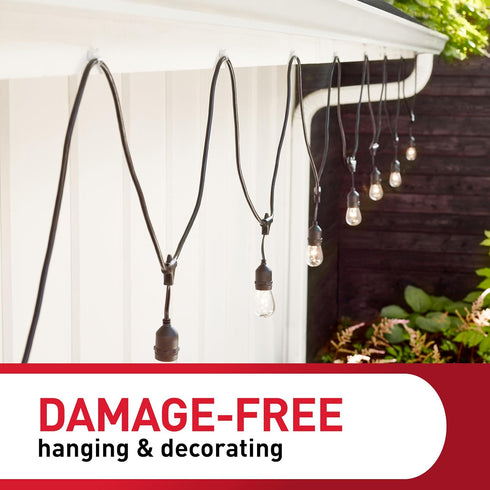 Command 20 24 Command Outdoor Light Clips, Clear Clips and Strips, Damage-Free Hanging Outdoor Light Clips with Weather