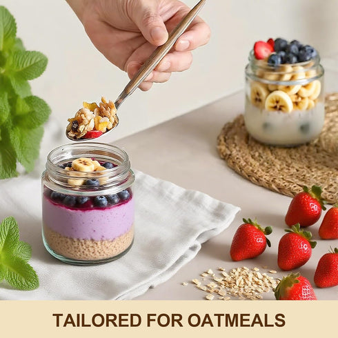 qiaomifeng 2 Pack 16oz Glass Jars with Bamboo Lids, Overnight Oats Containers with Airtight Lids, Storage Containers