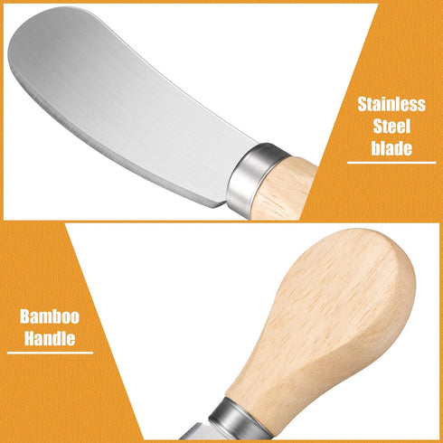 24 Pcs Little Cheese Spreader Knives, 4.7 Inch Stainless Steel Butter Spreader Knives with Wooden Handle, Mini Butter