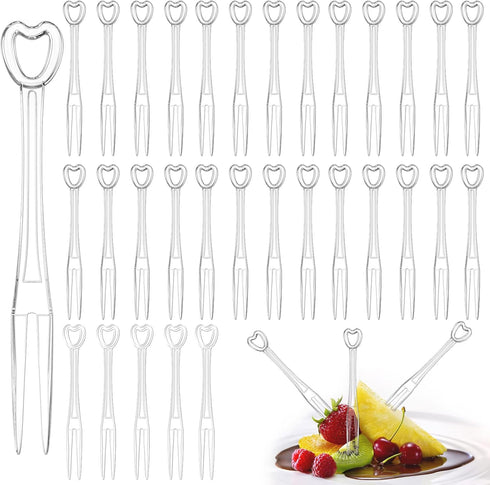 YEAJOIN 300PCS Disposable Plastic Fruit Forks, Mini Cake Forks, Tasting Appetizer Cocktail Picks for Small Desserts