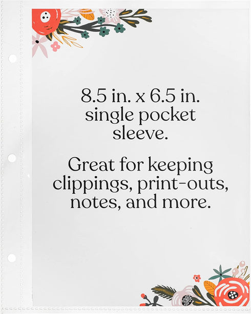 Jot & Mark Binder Page Protectors for 4x6 Recipe Cards or Photos (25 Count) | Crystal Clear Plastic Sleeves