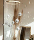 Dazzling Disco Ball Mobile - 7.8 Inch Spiral Spinner Ball, Nature Bamboo Circle for Indoor Outdoor Yard Garden Patio