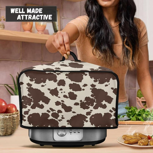 Brown Cow Print Durable Slow Cooker Cover, Dustproof Wear-Resisting Cover for Most 6-8 Quart Slow Cookers
