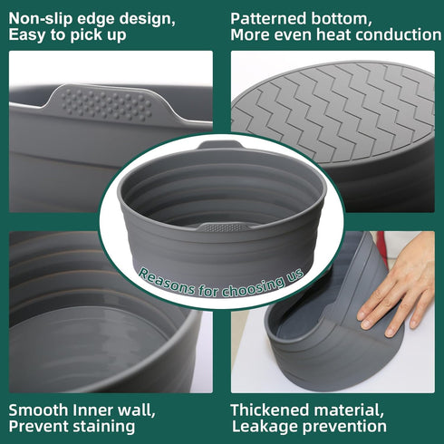 Slow Cooker Liners, 1 PCS Grey Foldable Reusable Silicone Cooking Liners for Crock-Pot & Hamilton Beach 6-7 QT,