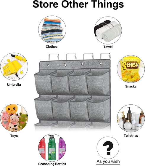 homyfort Over the Door Shoe Organizer, Hanging Rack with 24 Extra Large Fabric Pockets for Closet, Grey 61.4''x22''
