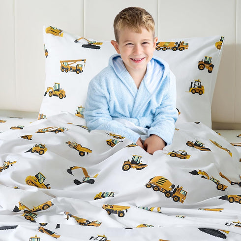 3-Piece Set Twin Size Bed Sheet by Coukouchyi, Soft & Breathable Kids Fitted & Flat Sheet for Boys with Deep Pocket