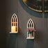 Set 2- HPC Decor Candle Sconces Wall Decor of Handmade Wall Sconce Candle Holder- White Window Shape Wood Wall Home
