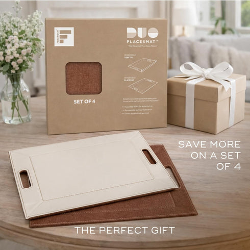 2-in-1 18 14 FREEFORM PLACEsMAT Faux Leather Placemat & Serving Tray | Reversible Design, Lays Flat & Easy to Clean |