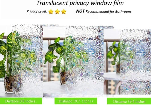 Niviy 17.7 x 78.7 inches Rainbow Window Film Privacy Sticker, 3D Decorative Non-Adhesive Removable Cling