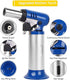 TBTEEK Butane Torch T907 with Fuel Gauge, One-Hand Operation Kitchen Lighter for BBQ, Baking, Crafts (Blue)