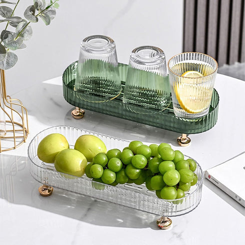 Small Bathroom Trays for Counter - Countertop Makeup Organizer Tray for Vanity, Clear Perfume and Cosmetics Tray
