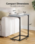 Pipishell C-Shaped Side Table, C Table for Sofa with Two-Piece Desktop & Metal Frame, Large Surface End Table