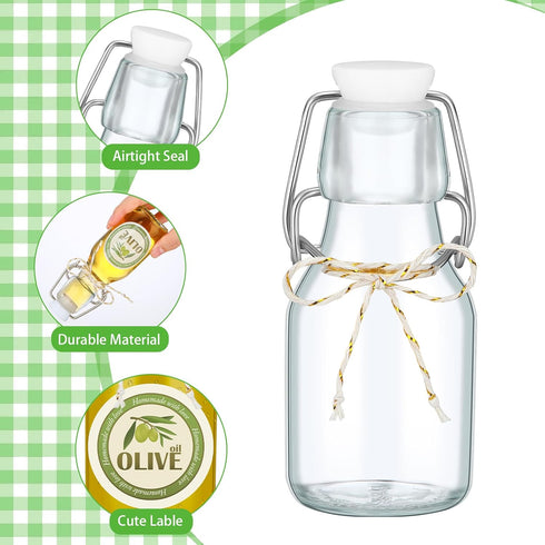 20 Pack Favors(2 oz,Clear) Queekay Mini Swing Top Glass Bottles for Vanilla Extract Homemade Olive Oil Bottles