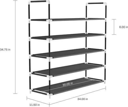 5-Tier Closet, 20 Lavish Home Shoe Storage Rack Shoe Organizer for Bathroom, Entryway Footwear Shelf Holds Pairs