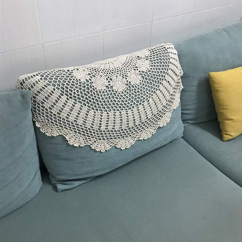 Hetao 100% 35 Inch Cotton Handmade Crochet Round Tablecloth Doilies Lace Table Covers,Beige
