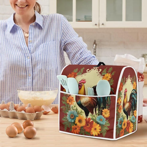 Sunflower Rooster Stand Mixer Cover, Compatible with 4.5-5 Quart Kitchen Aid Mixer, Washable Universal Fit