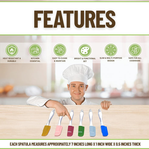 Evelots Set of 6 Mini Silicone Spatulas - Small Kitchen Cooking & Baking Utensils, Heat Resistant BPA Free