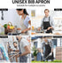 Funny Black Cat Waterproof Apron with 2 Pockets - Kitchen Chef Aprons Bibs for Cooking, Baking, Painting, Gardening
