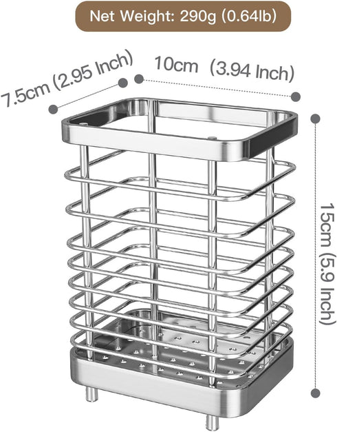 Kitchen Utensil Drying Rack,304 Stainless Steel Chopsticks Spoon Fork Knife Drainer Basket Flatware Storage Drainer, Dish Drainer for Kitchen Counter by MAXCOOK