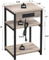 3-Tier TB01BG026 TUTOTAK End Table with Charging Station, Nightstand, Couch Side Table with USB Ports and Outlets