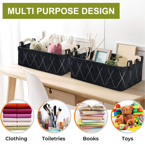 Small Collapsible Baskets, Fabric Storage Bin Organizer for Shelves, Dark Gray for Underwear, Socks, Baby Products