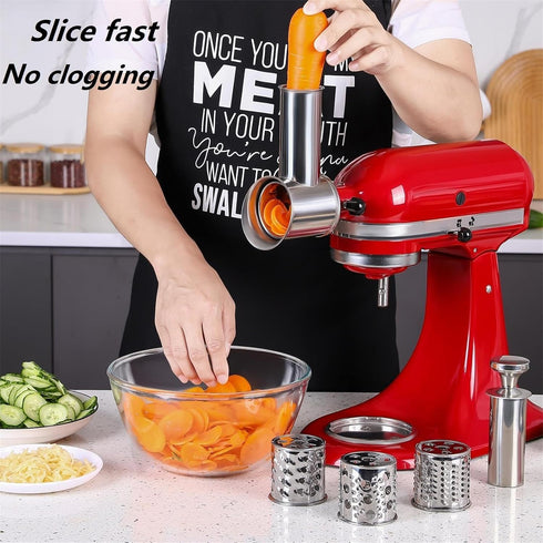 Stainless Steel Slicer Shredder Attachment for KitchenAid Mixer, Cheese Grater Attachment, Food Slicer for KitchenAid